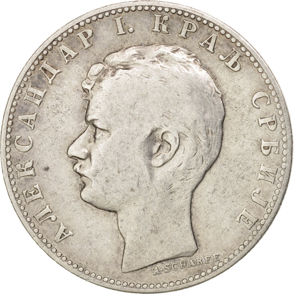 Serbia, Alexander I, Dinar, 1897, VF(20-25), Silver, KM:21