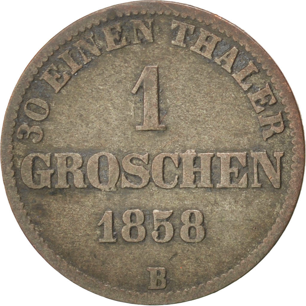 GERMAN STATES, Groschen, 1858, Hannover, KM #194, EF(40-45), Silver, 2.07