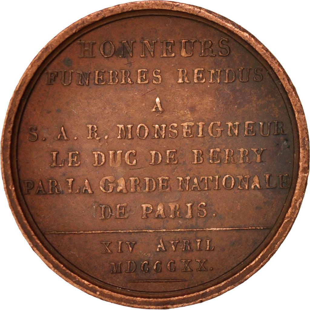 France, Charles Ferdinand Duc de Berry, History, 1820, Medal, AU(50-53)