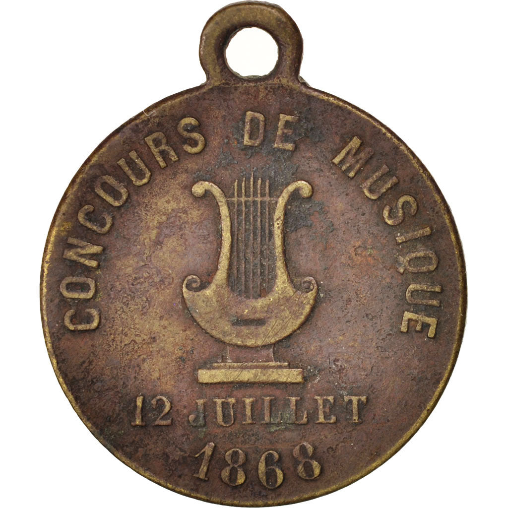 France, Ville de Senlis, Concours d'Orphéons, Arts & Culture, 1868, Medal