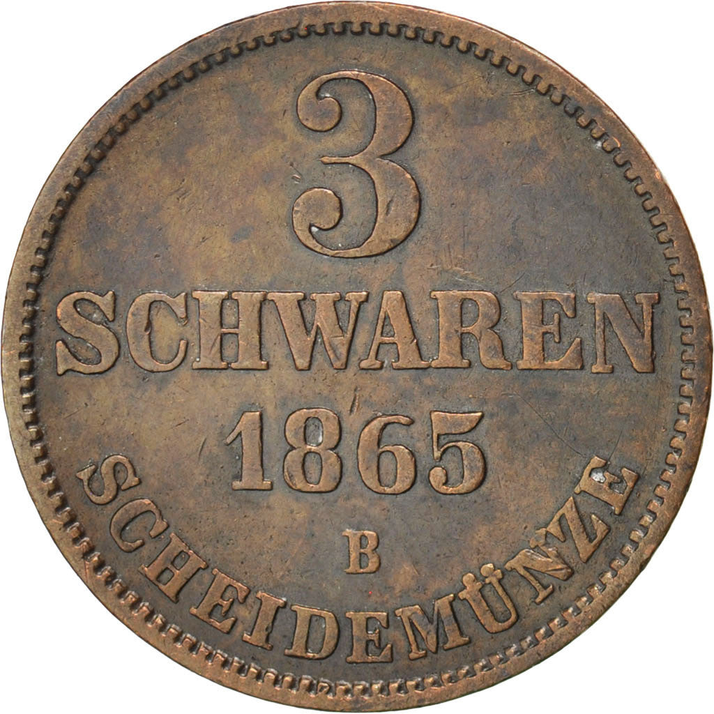 GERMAN STATES, 3 Schwaren, 3 Pfennig, 1865, Hannover, KM #191, AU(50-53),...