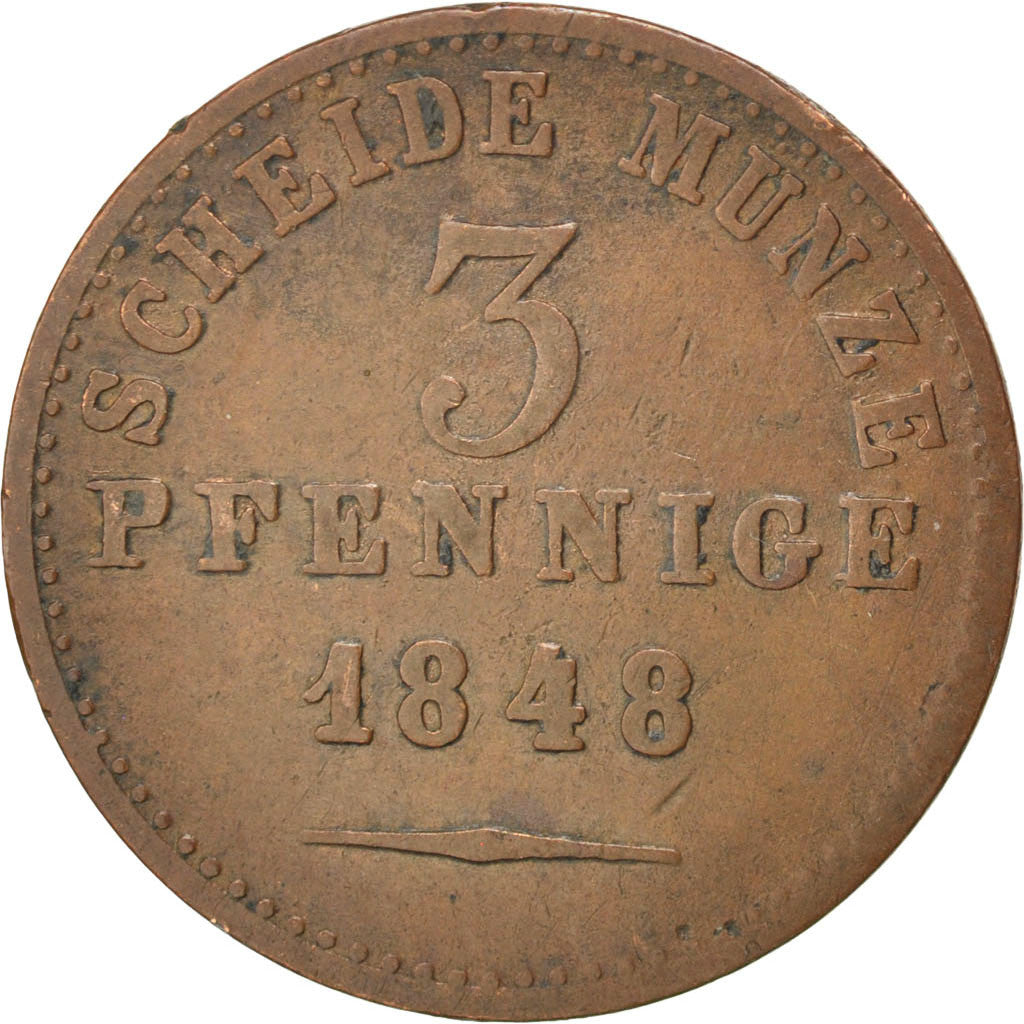 Coin, German States, BIRKENFELD, Paul Friedrich August, 3 Pfennige, 1848