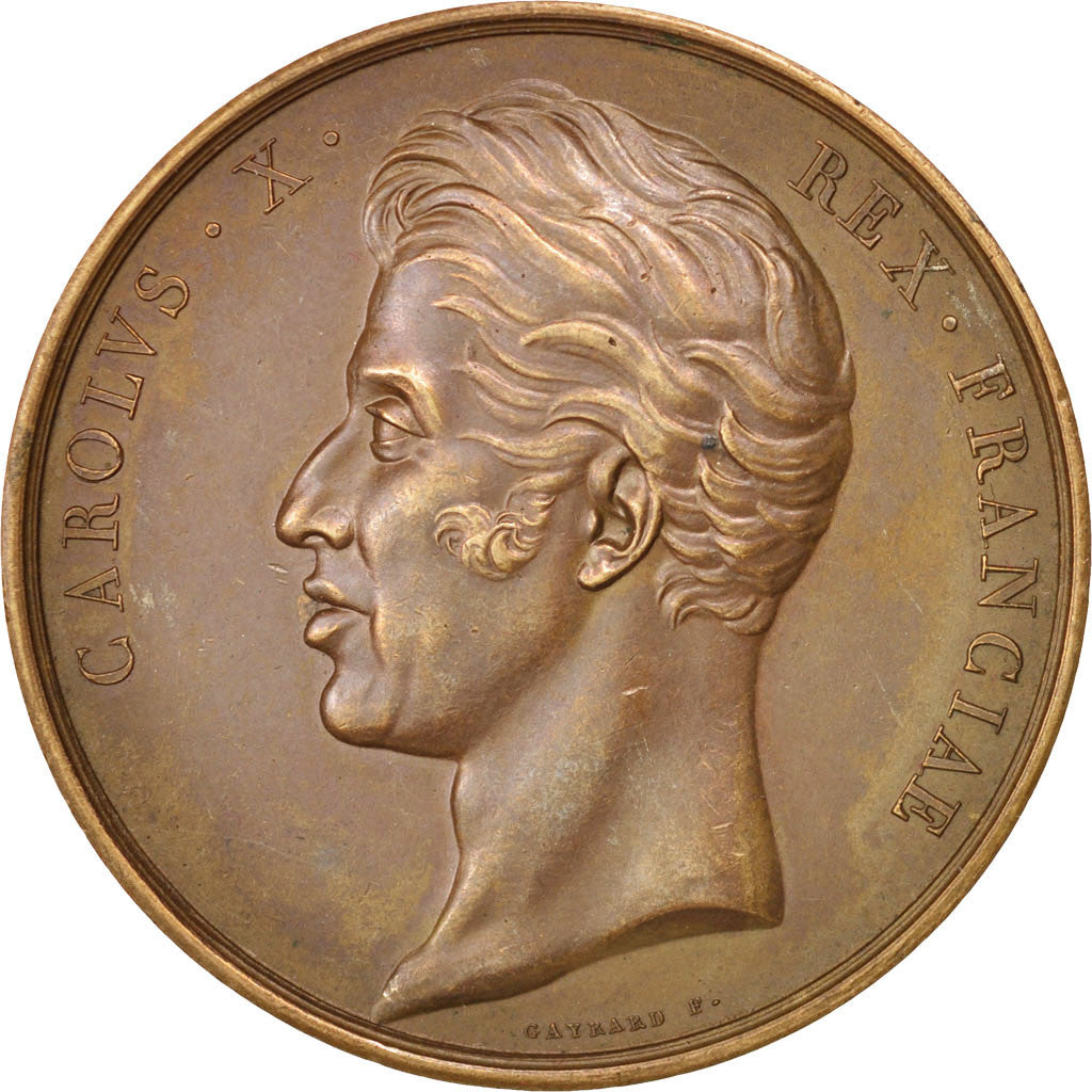 France, Medal, Charles X coronation, History, 1825, Gayrard, SUP, Cuivre