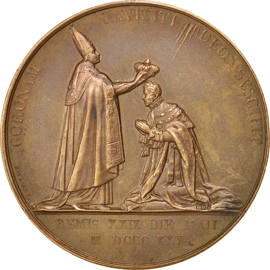 France, Medal, Charles X coronation, History, 1825, Gayrard, SUP, Cuivre