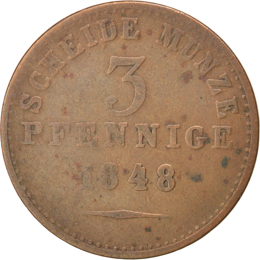 Coin, German States, BIRKENFELD, Paul Friedrich August, 3 Pfennige, 1848