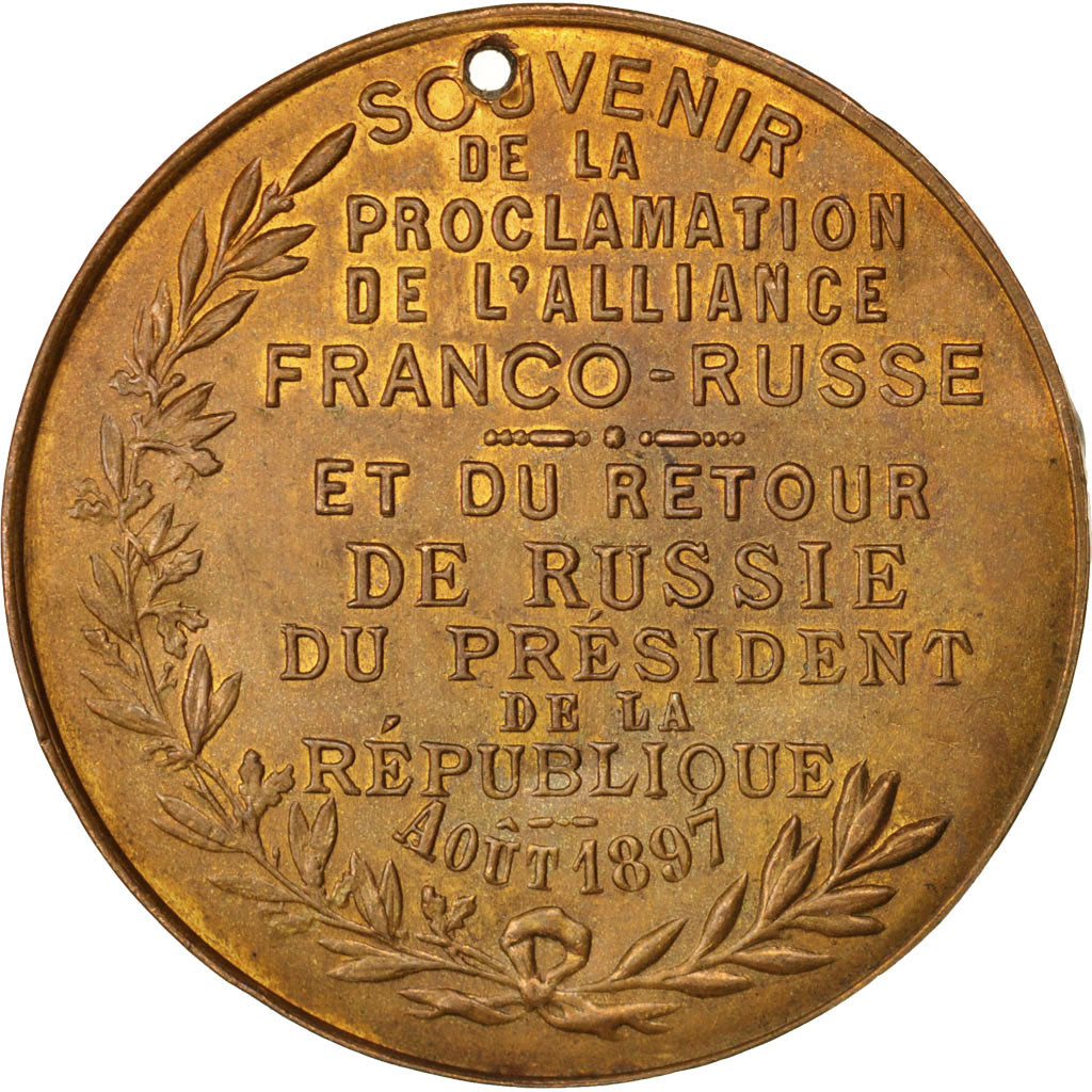 France, Medal, Alliance Franco-Russe, History, 1895, VF(30-35), Copper