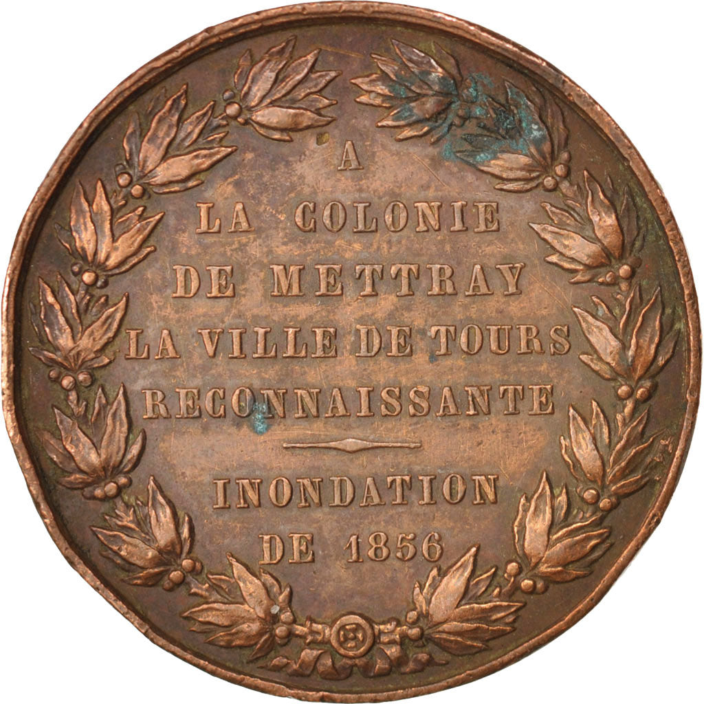 France, Ville de Tours, Inondation de 1856, History, 1856, Medal, TB+, Cuivre...