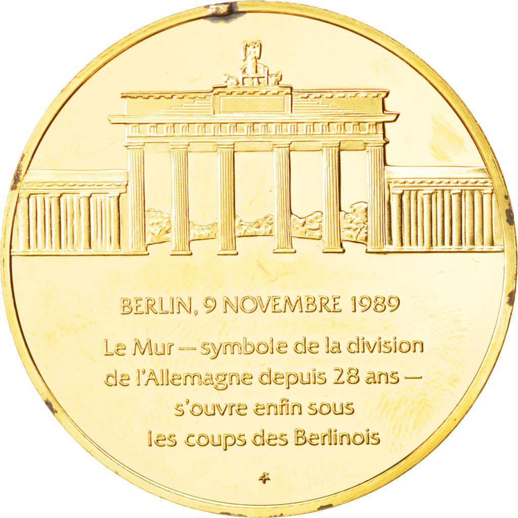 France, Medal, Mur de Berlin, History, 1989, AU(55-58), Vermeil