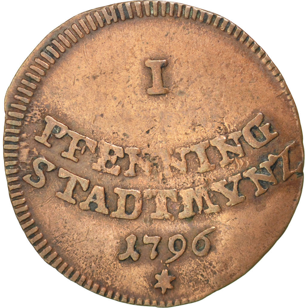 GERMAN STATES, Pfennig, 1796, KM #189, VF(30-35), Copper, 1.66