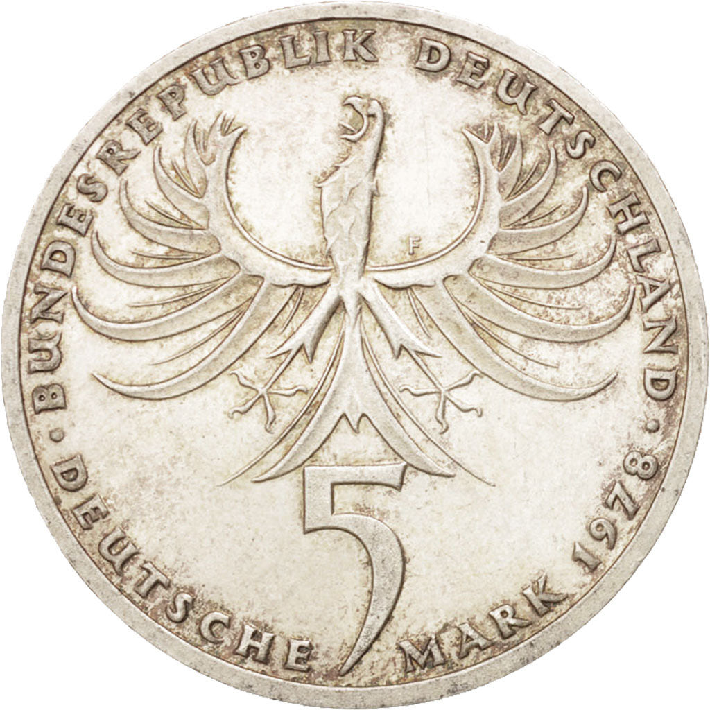 GERMANY - FEDERAL REPUBLIC, 5 Mark, 1978, Stuttgart, Germany, MS(63), Silver