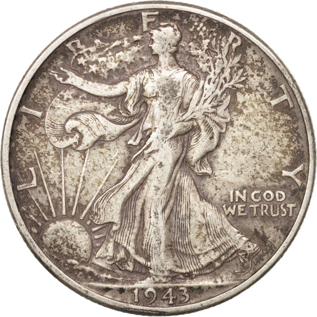 Coin, United States, Walking Liberty Half Dollar, Half Dollar, 1943, U.S. Mint