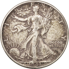 Coin, United States, Walking Liberty Half Dollar, Half Dollar, 1943, U.S. Mint