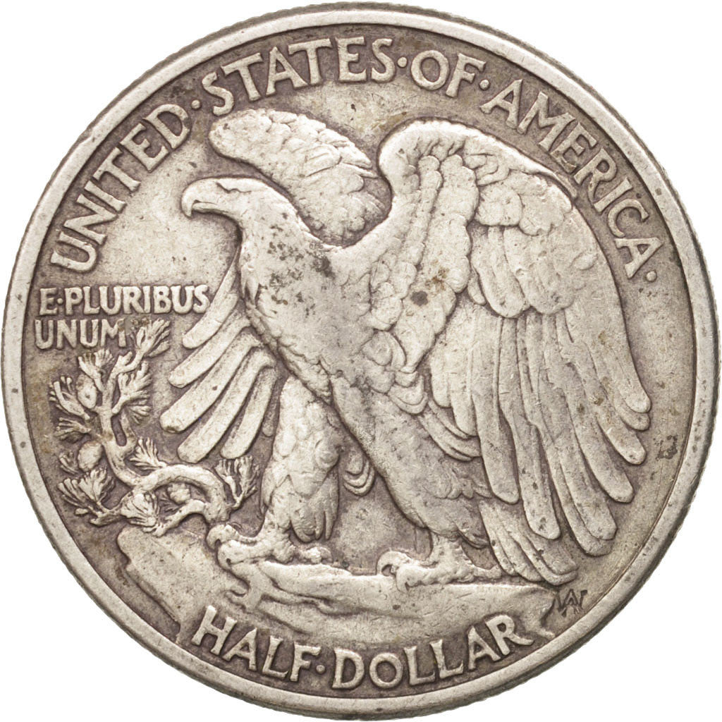 Coin, United States, Walking Liberty Half Dollar, Half Dollar, 1943, U.S. Mint