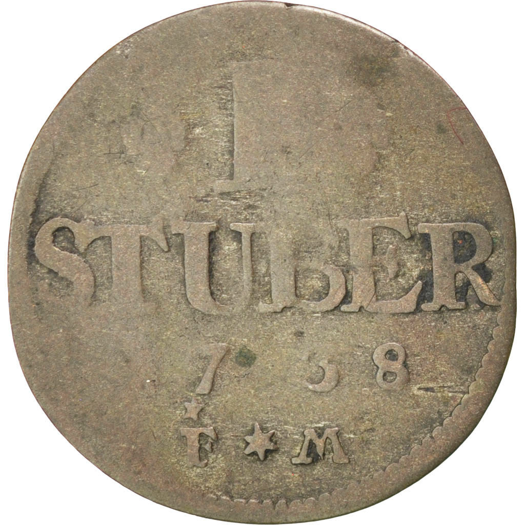 Coin, German States, JULICH-BERG, Karl Philipp, Stuber, 1738, VF(20-25), Billon
