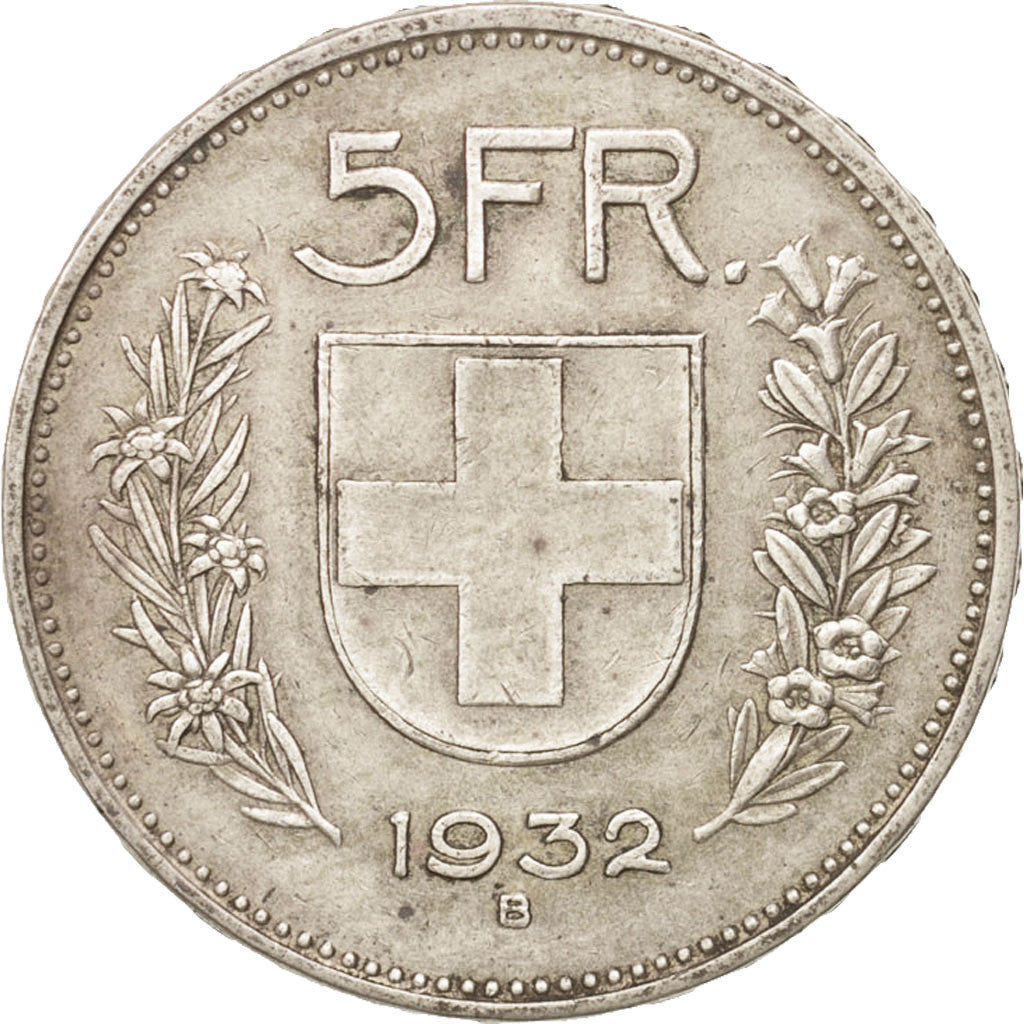 Coin, Switzerland, 5 Francs, 1932, Bern, EF(40-45), Silver, KM:40