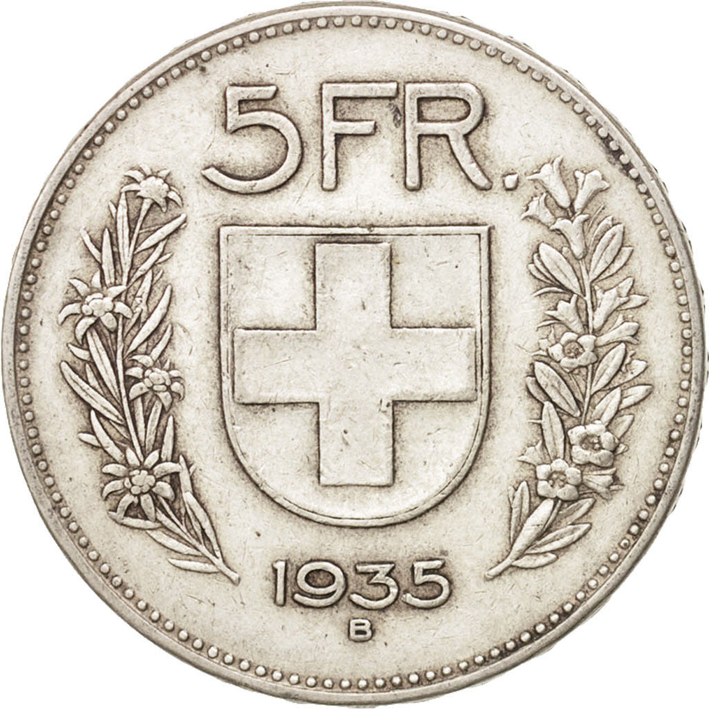 Switzerland, 5 Francs, 1935, Bern, VF(30-35), Silver, KM:40