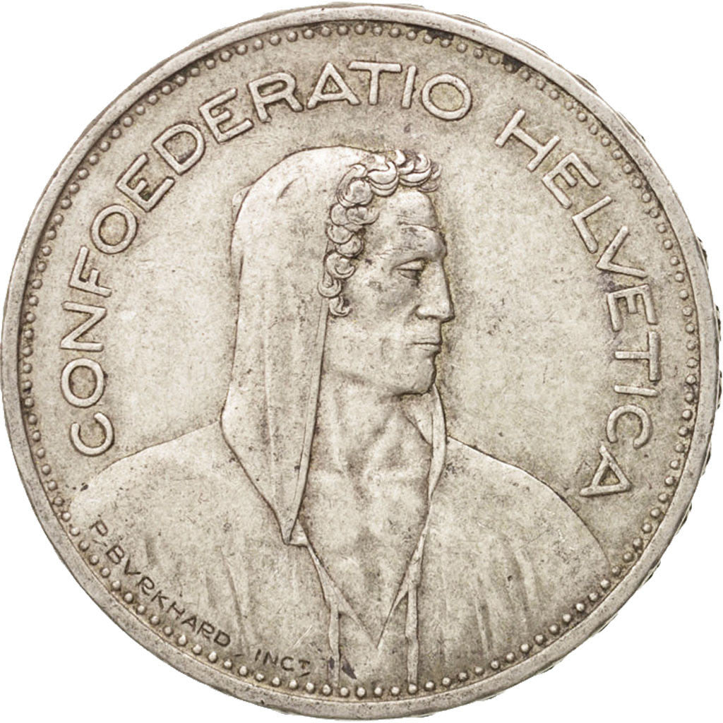 Coin, Switzerland, 5 Francs, 1935, Bern, AU(55-58), Silver, KM:40