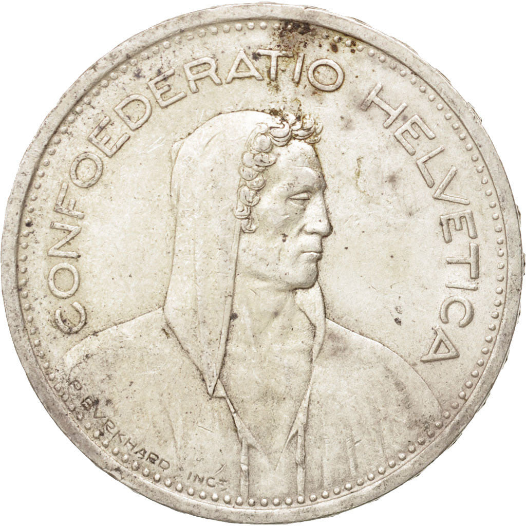 Coin, Switzerland, 5 Francs, 1954, Bern, AU(50-53), Silver, KM:40