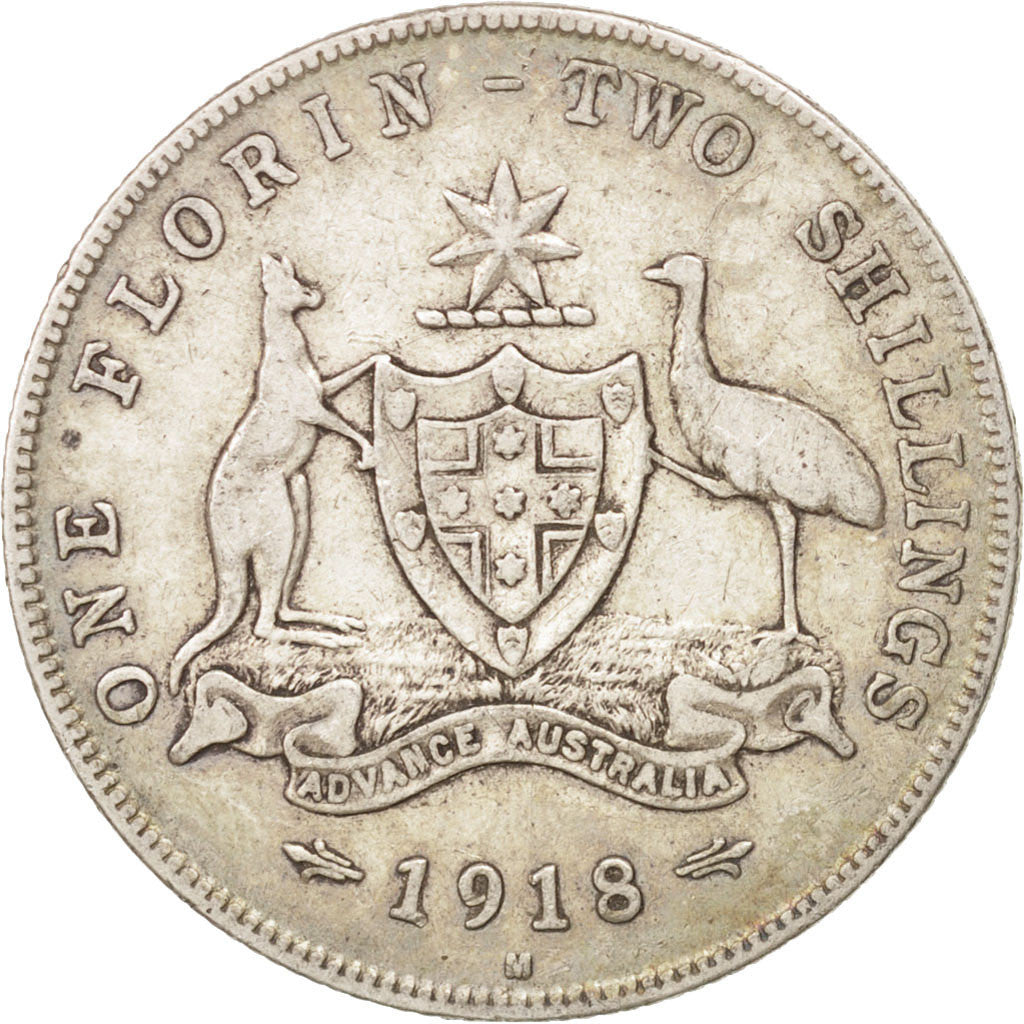 Australia, George V, Florin, 1918, EF(40-45), Silver, KM:27