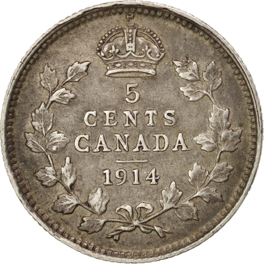 Canada, George V, 5 Cents, 1914, Royal Canadian Mint, Ottawa, TTB+, Argent, K...