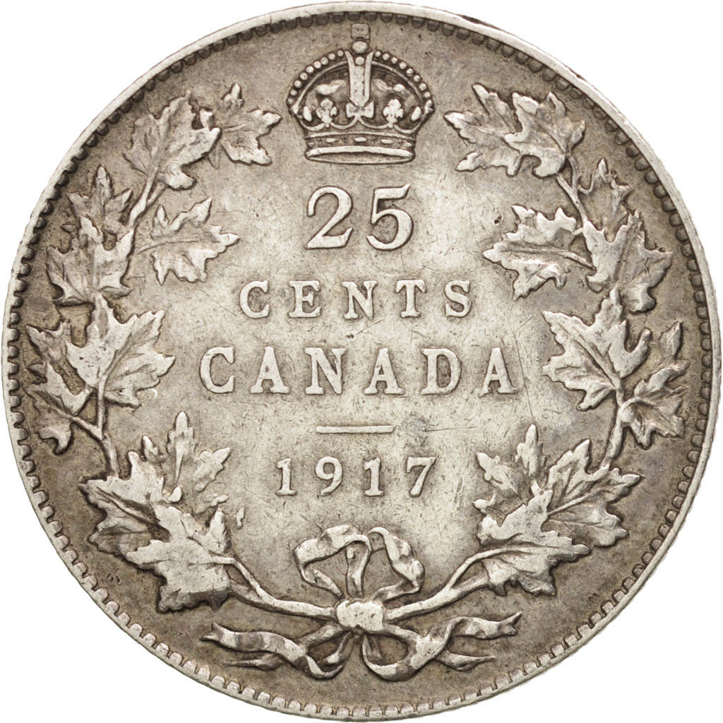 Canada, George V, 25 Cents, 1917, Royal Canadian Mint, Ottawa, EF(40-45), Silver