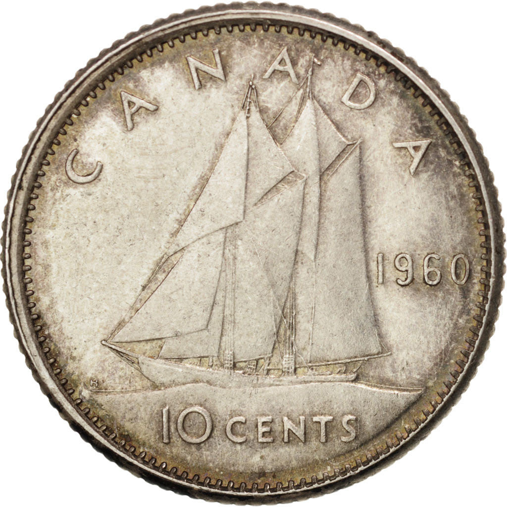 Coin, Canada, Elizabeth II, 10 Cents, 1960, Royal Canadian Mint, Ottawa