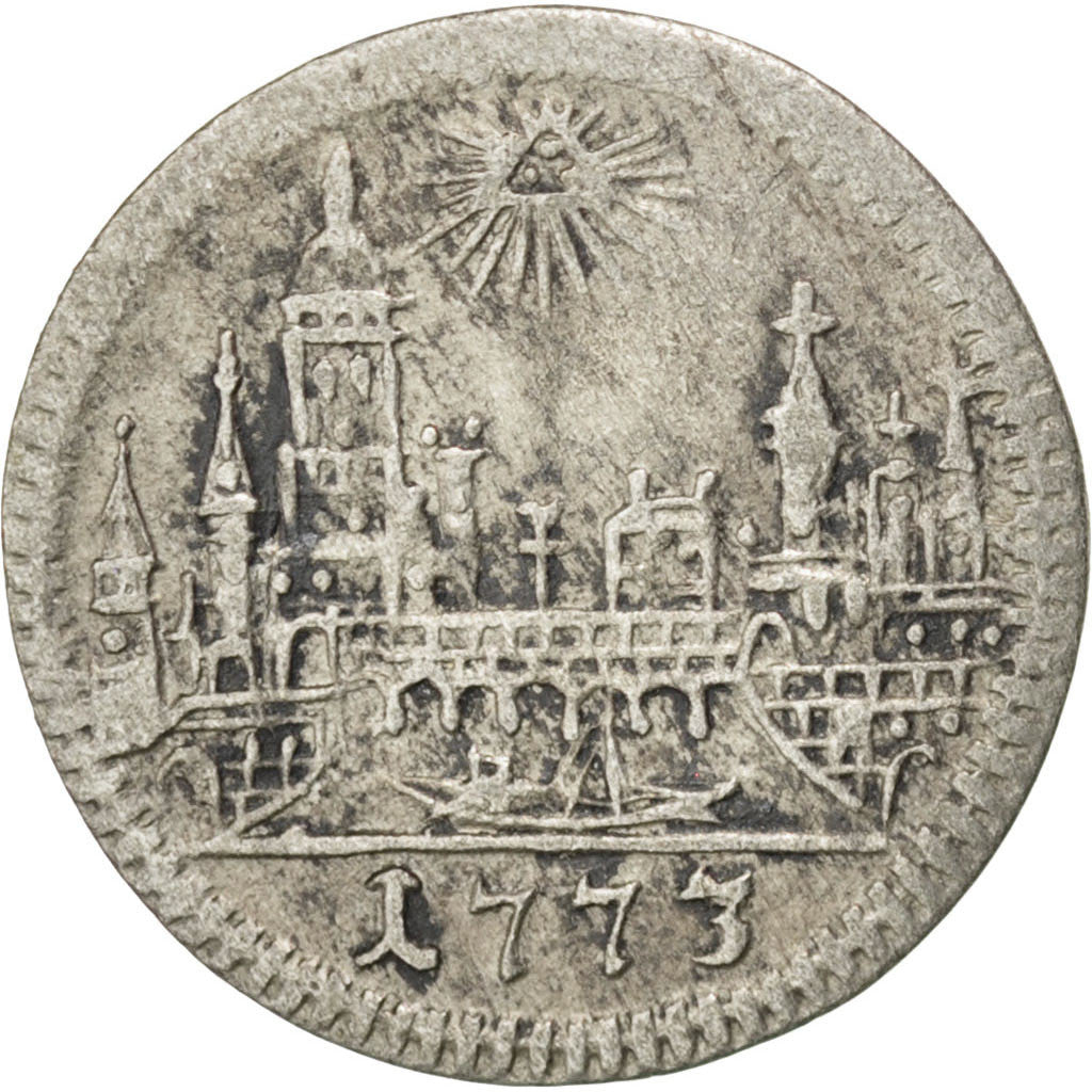 GERMAN STATES, Kreuzer, 1773, Frankfurt, KM #253, EF(40-45), Billon, 0.51