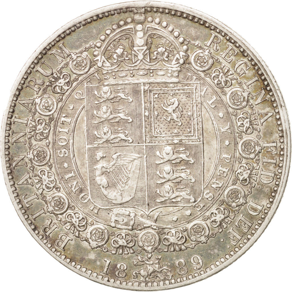 Großbritannien, Victoria, 1/2 Crown, 1889, London, AU(55-58), Silver, KM:764