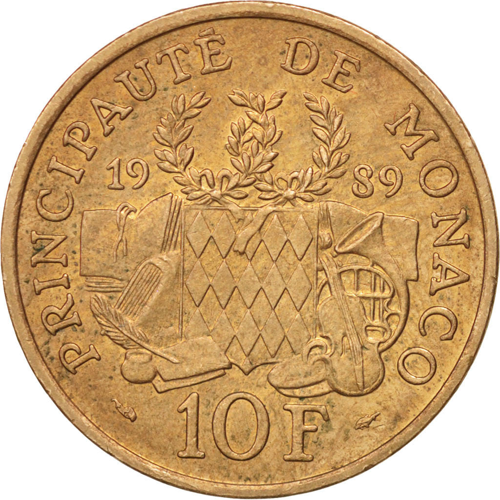 Monaco, Rainier III, 10 Francs, 1989, SPL-, Nichel-alluminio-bronzo, KM:162