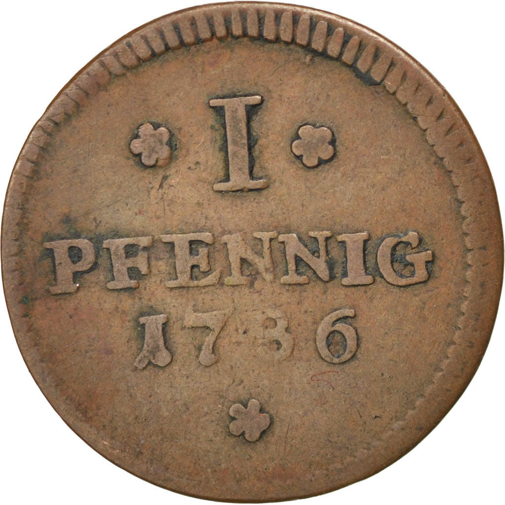 Coin, German States, FRANKFURT AM MAIN, Pfennig, 1786, Frankfurt, VF(20-25)