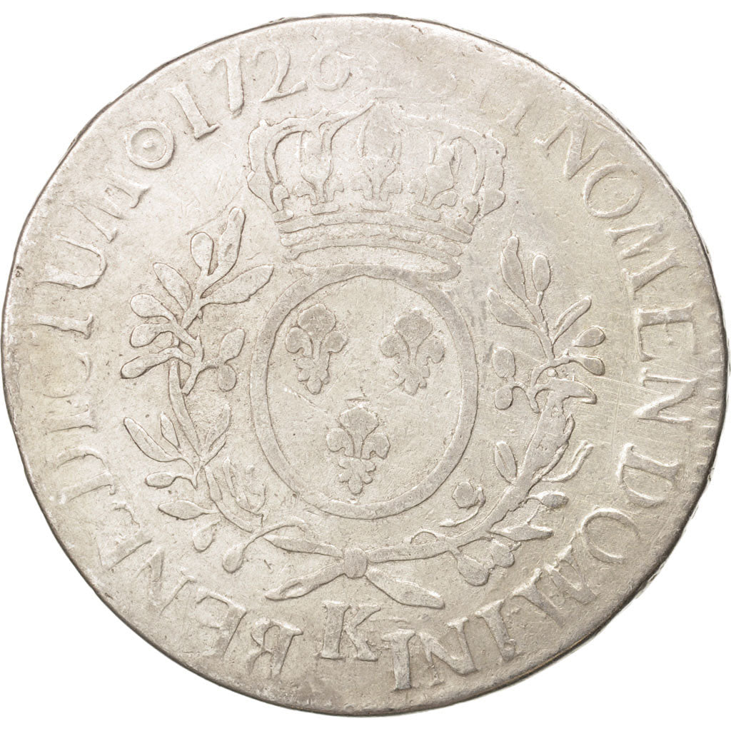 Francia, Louis XV, Écu aux branches d'olivier, Ecu, 1726, Bordeaux, B+, Arge...