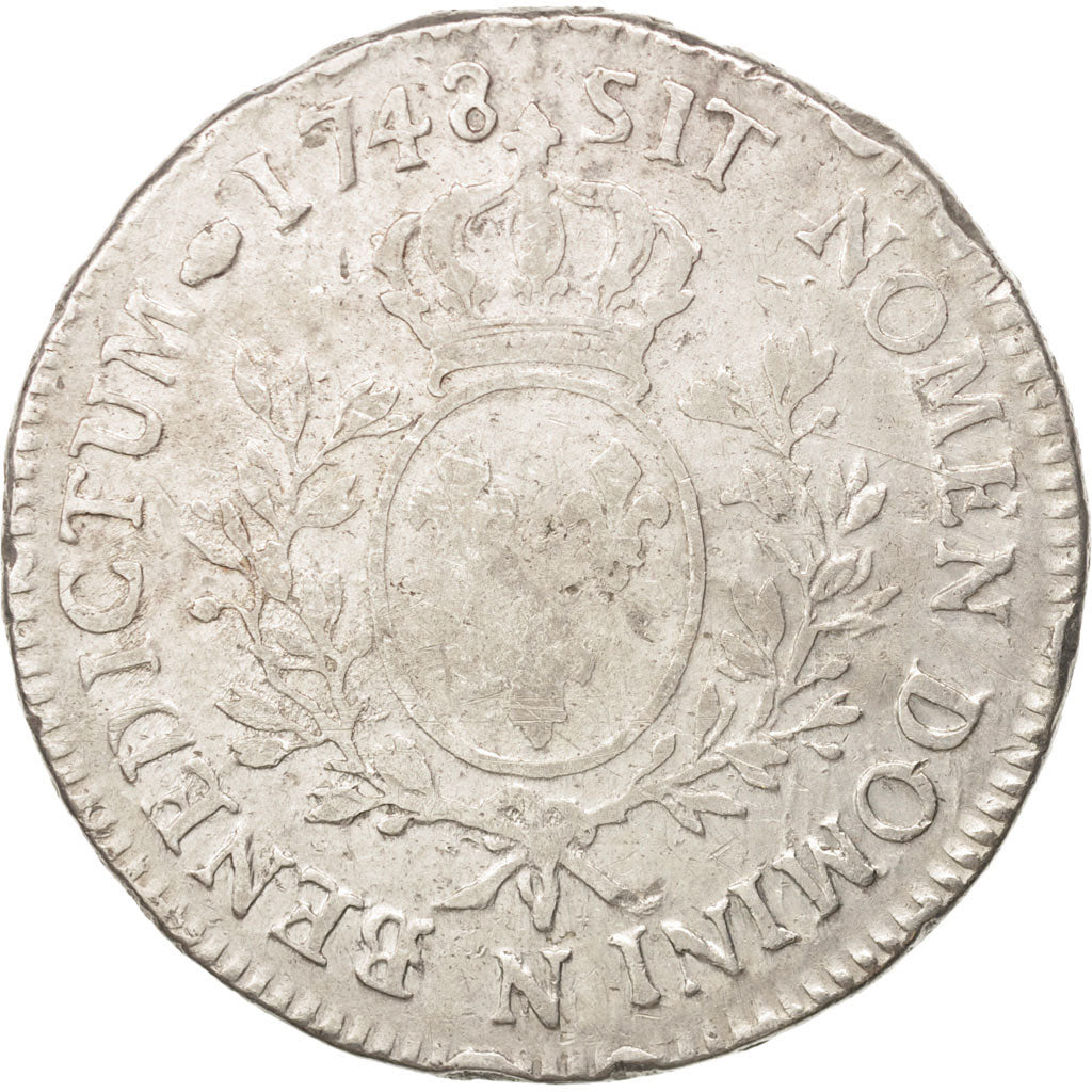 Frankreich, Louis XV, Écu au bandeau, Ecu, 1748, Montpellier, VF(30-35), Sil...
