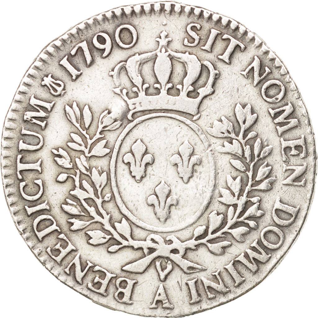 Coin, France, Louis XVI, 1/2 Écu, 1/2 ECU, 44 Sols, 1790, Paris, VF(30-35)