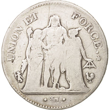 France, Union et Force, 5 Francs, 1803, Paris, VF(20-25), Silver, KM:639.1