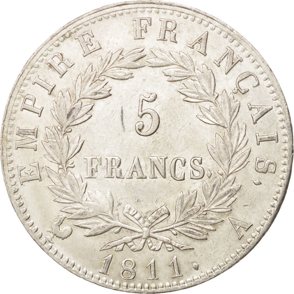 Coin, France, Napoléon I, 5 Francs, 1811, Paris, AU(50-53), Silver, KM:694.1