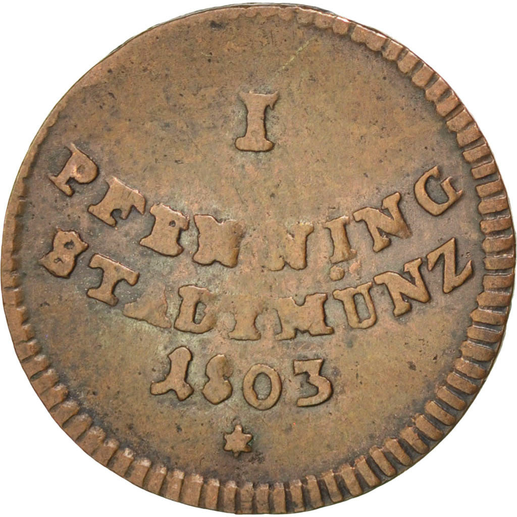 Coin, German States, AUGSBURG, Pfennig, 1803, EF(40-45), Copper, KM:192