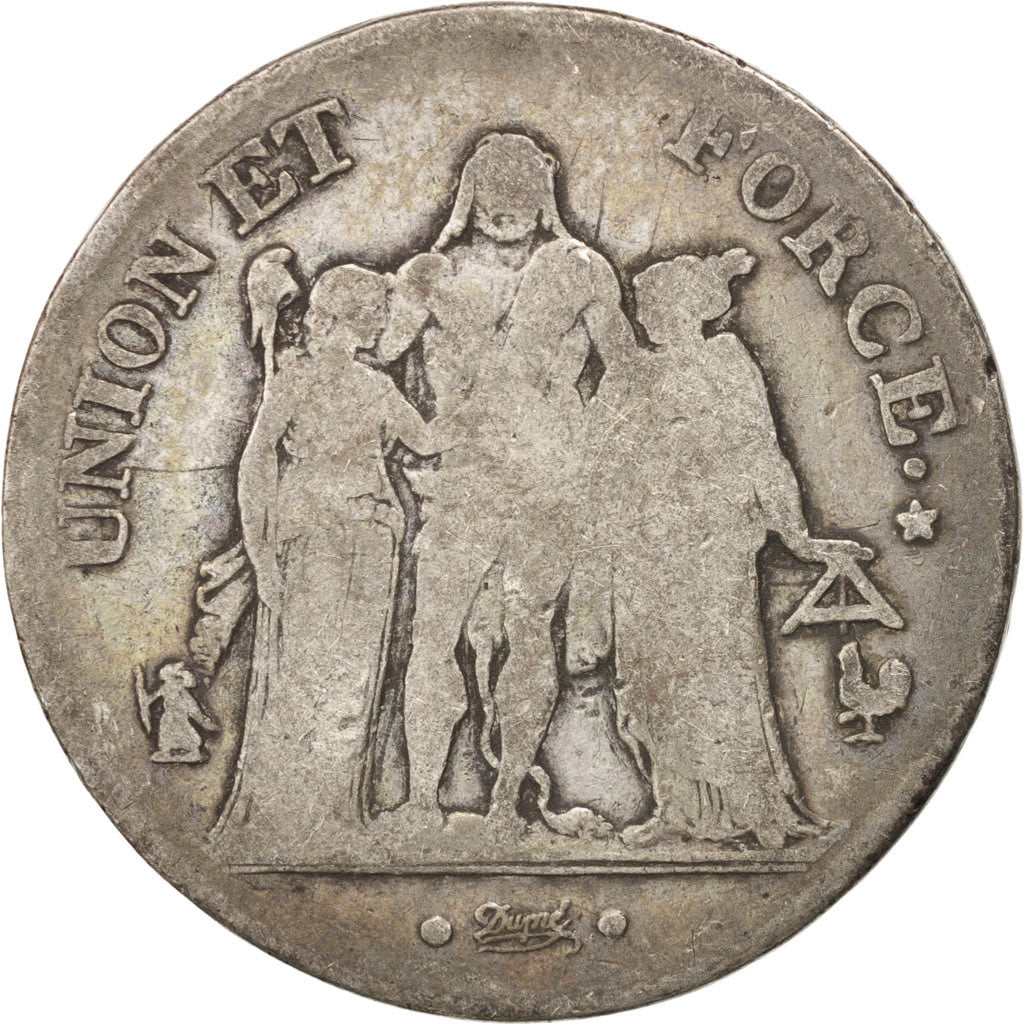 Frankreich, Union et Force, 5 Francs, 1799, Paris, F(12-15), Silver, KM:639.1