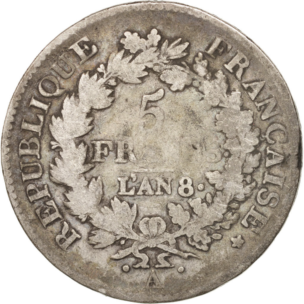 Frankreich, Union et Force, 5 Francs, 1799, Paris, F(12-15), Silver, KM:639.1