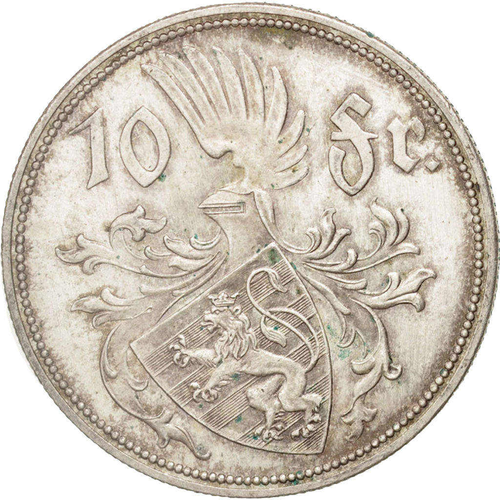 Luxembourg, Charlotte, 10 Francs, 1929, Luxembourg, AU(55-58), Silver, KM:39