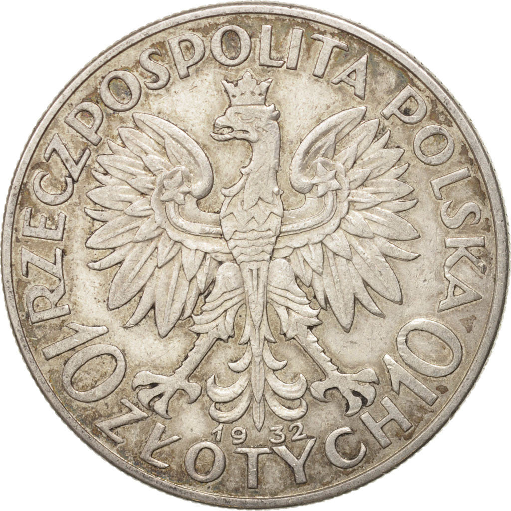 Coin, Poland, 10 Zlotych, 1932, Warsaw, AU(50-53), Silver, KM:22