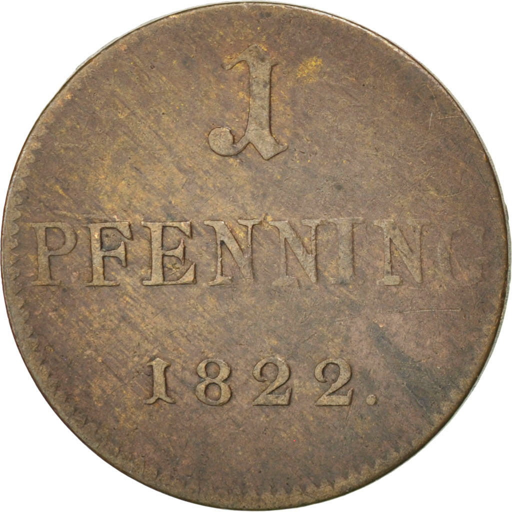 Monnaie, Etats allemands, FRANKFURT AM MAIN, Pfennig, 1822, Frankfurt, TTB