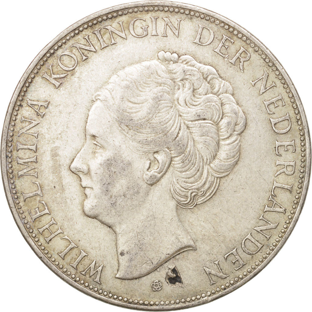 Coin, Netherlands, Wilhelmina I, 2-1/2 Gulden, 1937, AU(50-53), Silver, KM:165
