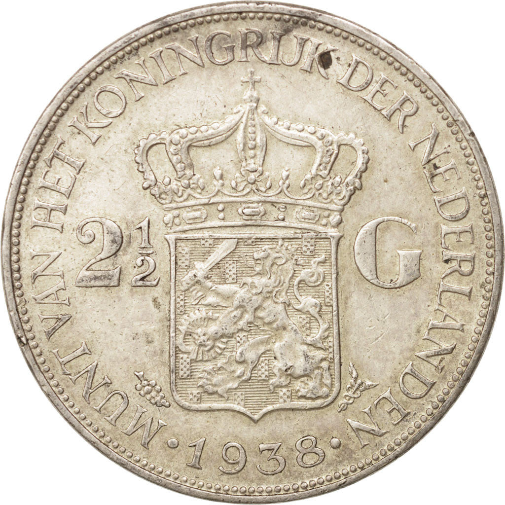 Monnaie, Pays-Bas, Wilhelmina I, 2-1/2 Gulden, 1938, TTB+, Argent, KM:165