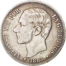 Spain, Alfonso XII, 5 Pesetas, 1883, Madrid, EF(40-45), Silver, KM:688
