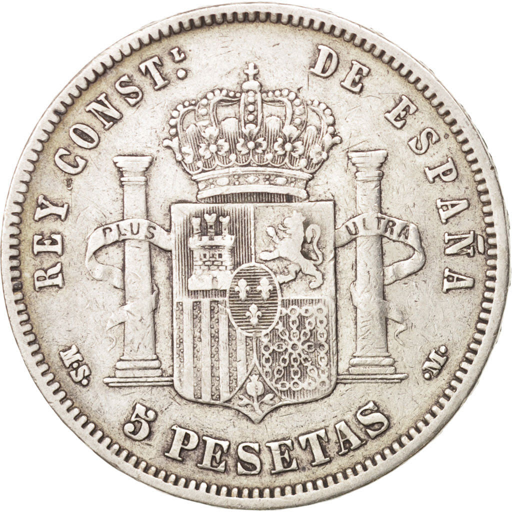 Spain, Alfonso XII, 5 Pesetas, 1883, Madrid, EF(40-45), Silver, KM:688