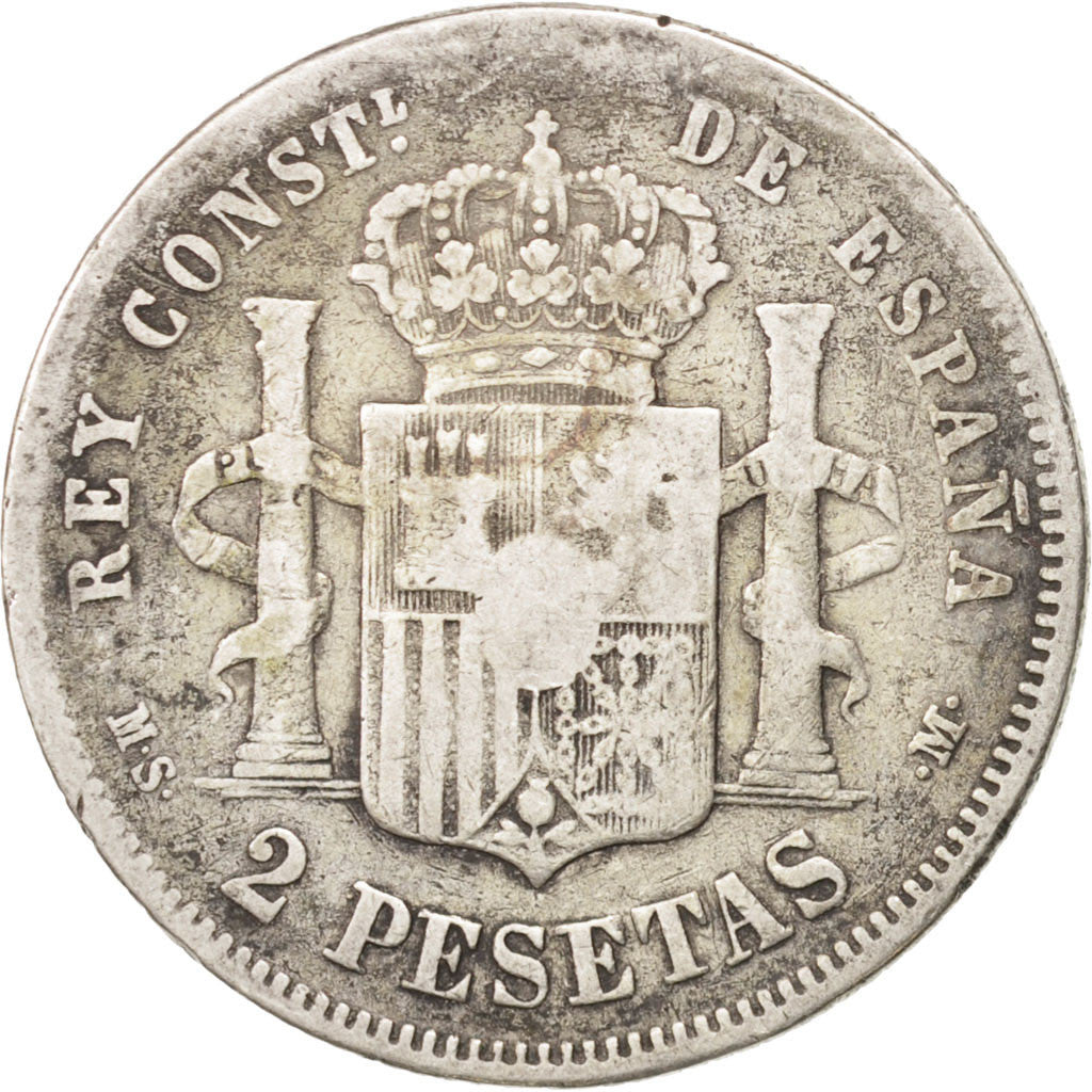 Spain, Alfonso XII, 2 Pesetas, 1884, Madrid, VF(20-25), Silver, KM:678.2