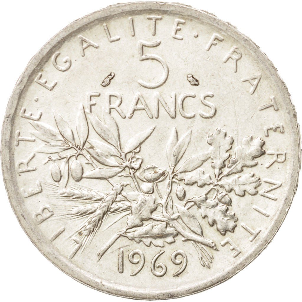 Francia, Semeuse, 5 Francs, 1969, Paris, SPL-, Argento, KM:926