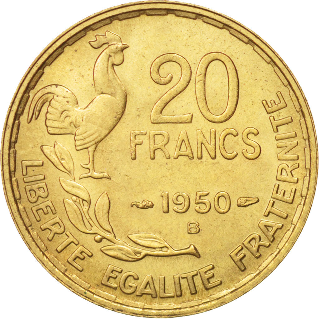 France, Guiraud, 20 Francs, 1950, Beaumont - Le Roger, TTB+, Aluminum-Bronze,...