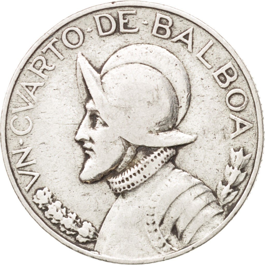 Moneda, Panamá, 1/4 Balboa, 1947, BC+, Plata, KM:11.1