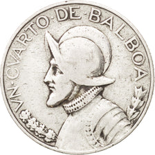 Moneda, Panamá, 1/4 Balboa, 1947, BC+, Plata, KM:11.1